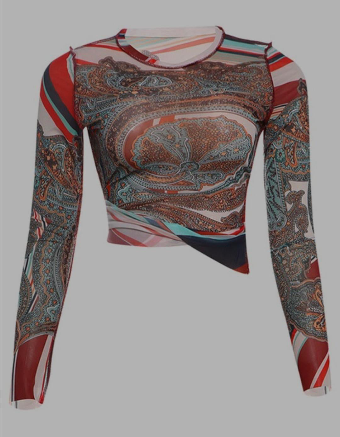 Cropped Mesh Sea Top