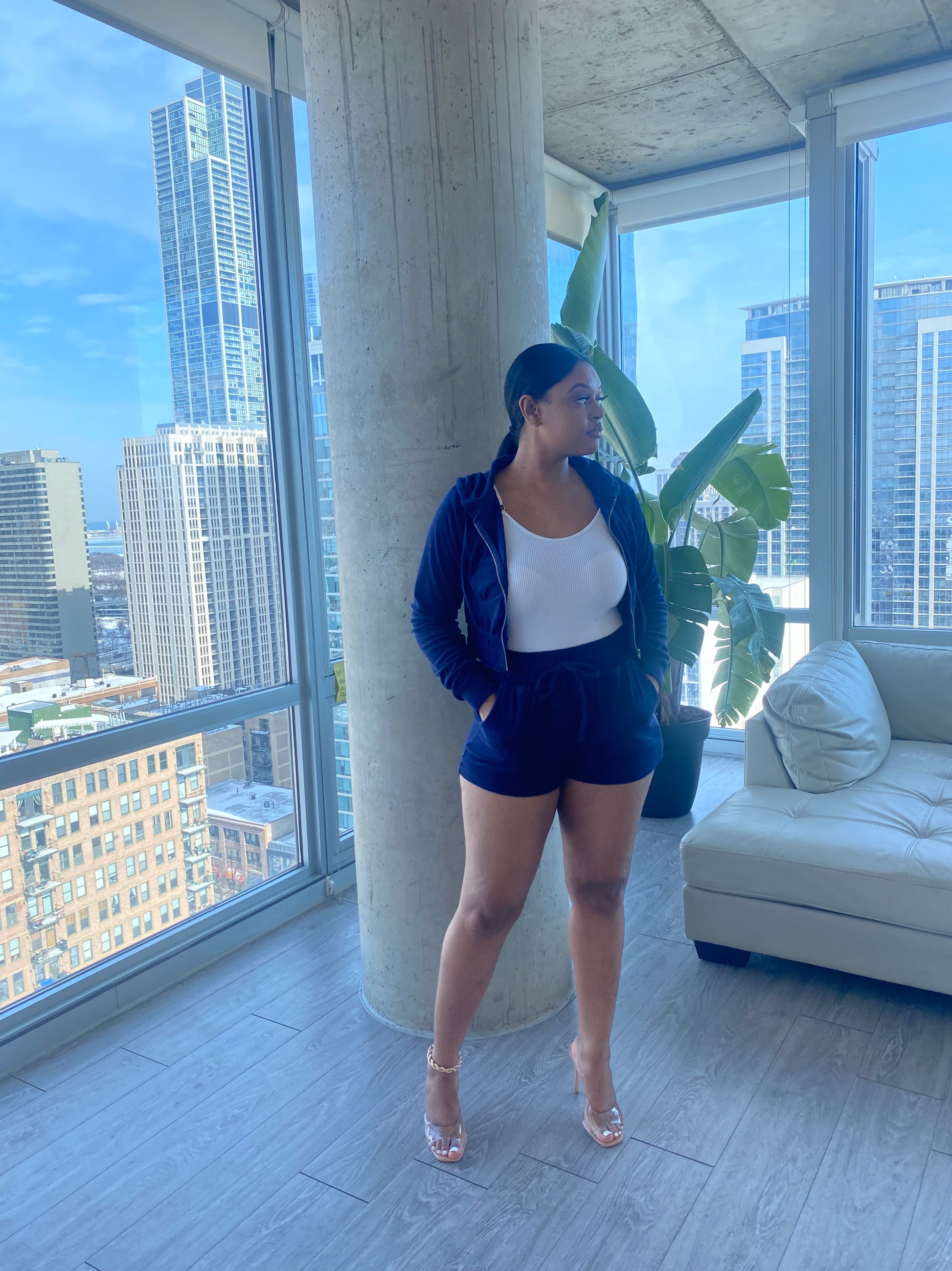 Blue 2 Piece Short Set