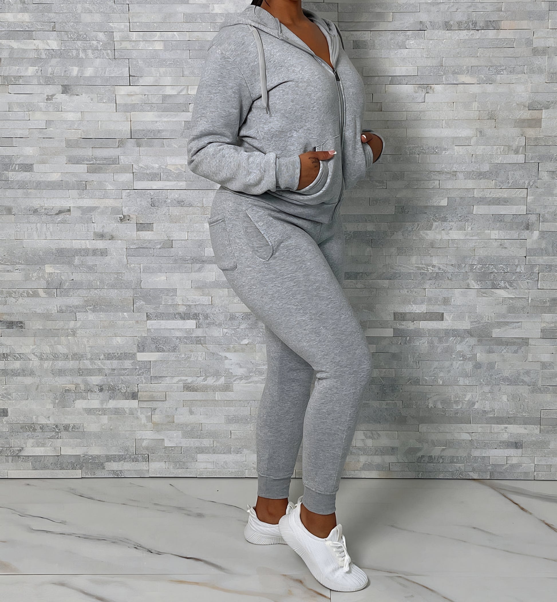 2 Piece Fleece Grey Set